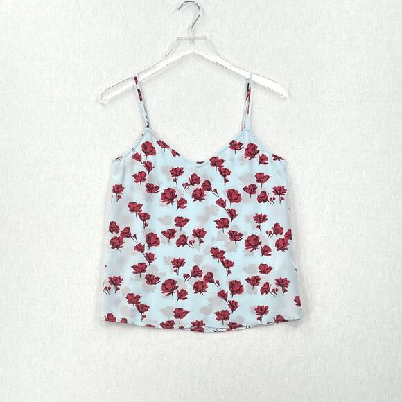 EQUIPMENT Layla Floral Print Silk Cami Tank Womens XS Blue Red Spaghetti Strap - Picture 7 of 16
